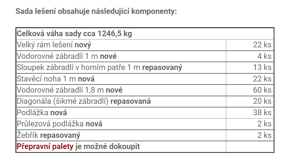 Sada lešení BEMA nová 121,7 m2